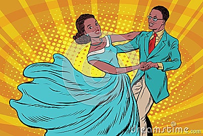 Prom, couple girl and boy dance Vector Illustration