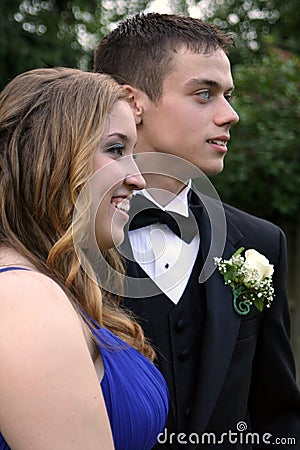 Prom Dates Laughing and Serious Stock Photo