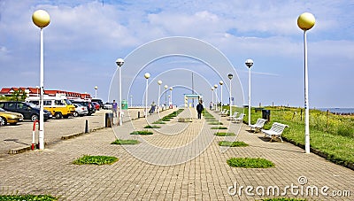 Promenade along the beach of Muskiz, Vizcaya Stock Photo