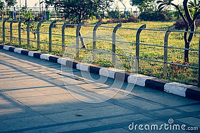 Promenade along the Marina Beach, Chennai, India. Esplanade near Marina beach for walkers, pedestrians, joggers Stock Photo