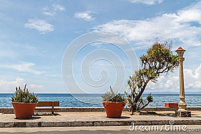 The promenade along Rizal Boulevard. Dumaguete, Negros Oriental, Philippines Stock Photo