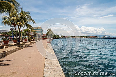 The promenade along Rizal Boulevard, City of Dumaguete, Negros Oriental, Philippines Stock Photo