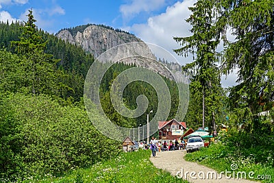 Promenade around Rosu Lake in Romania Editorial Stock Photo