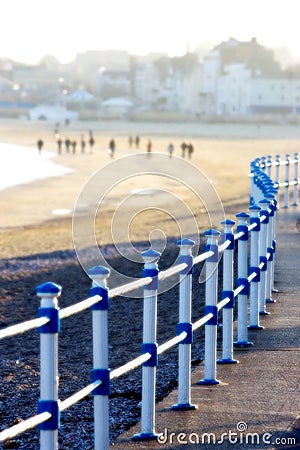 Promenade and beach in Weymouth, Dorset, England Stock Photo