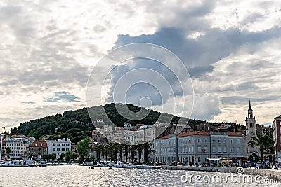 From the promenade of the city taking the image of the city and as background the Marjan forest park. Editorial Stock Photo
