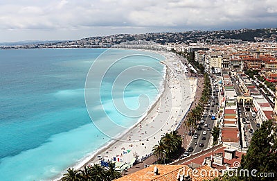 Promenade des Anglais along French Riviera in Nice Editorial Stock Photo