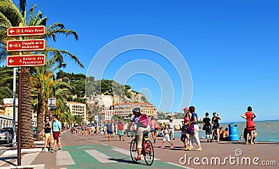 Promenade des Anglais in Nice, France Editorial Stock Photo