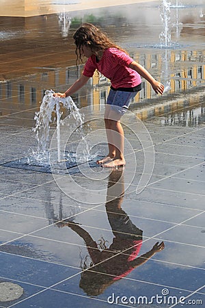 Promenade du Paillon, playing kid, Nice, France Editorial Stock Photo