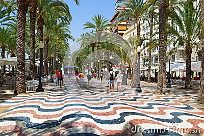 The promenade Explanada of Spain in Alicante Editorial Stock Photo