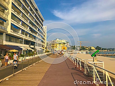 Promenade in Juan Les Pins, French Riviera Editorial Stock Photo