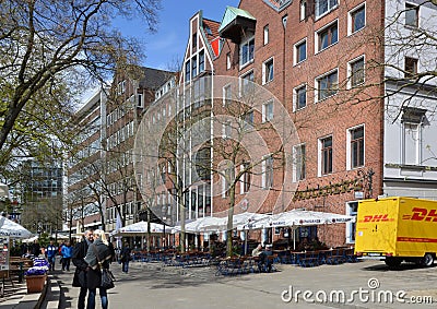 Promenade at the River Weser in the Hanse City Bremen Editorial Stock Photo