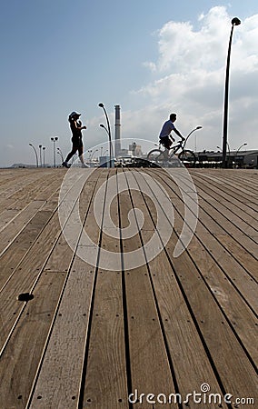 The promenade in the Tel Aviv port Editorial Stock Photo