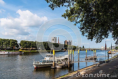 Promenade by Weser River in the city of Bremen Editorial Stock Photo