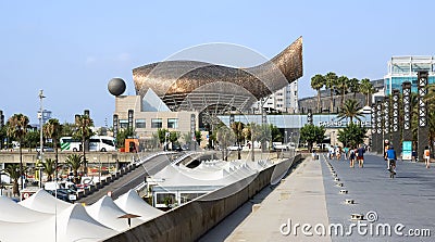 Promenade and Whale sculpture Editorial Stock Photo