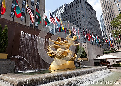 Prometheus statue at Rockefeller Center Editorial Stock Photo