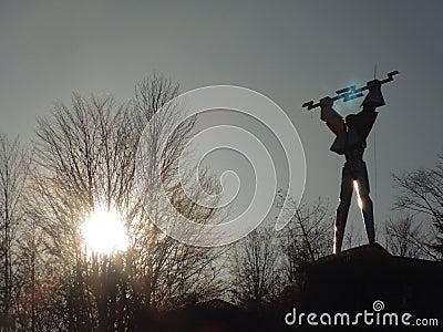 Prometheus Statue at Vidraru Dam Editorial Stock Photo