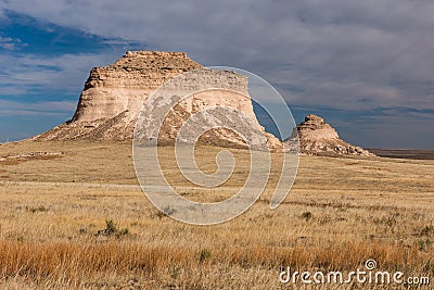 The Prominent East and West Pawnee Buttes of Northeastern Colorado. Stock Photo