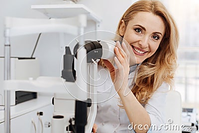 Prominent specialist using professional tools Stock Photo