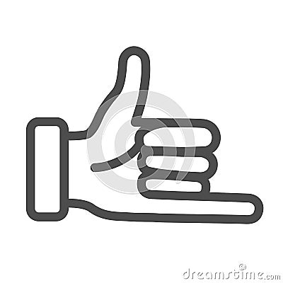 Promise hand gesture line icon, gestures concept, fist with elongated little finger sign on white background, thumb and Vector Illustration