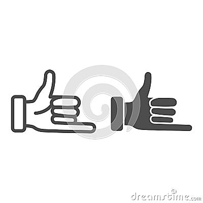 Promise hand gesture line and solid icon, gestures concept, fist with elongated little finger sign on white background Vector Illustration