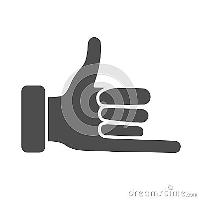 Promise hand gesture solid icon, gestures concept, fist with elongated little finger sign on white background, thumb and Vector Illustration