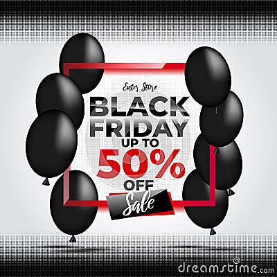 PRomo black friday sale with black ballon Vector Illustration