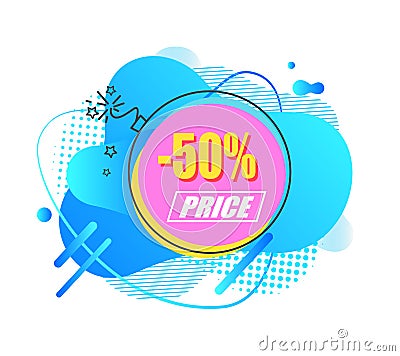 Promo Price 50 Percent off Abstract Liquid Shape Vector Illustration