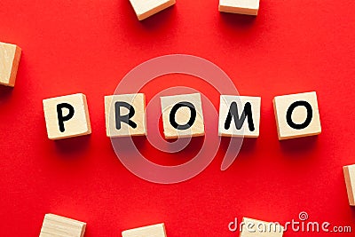 Promo word on wooden cubes Stock Photo