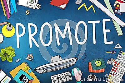 Promote Marketing Plan Commercial Promotion Concept Stock Photo
