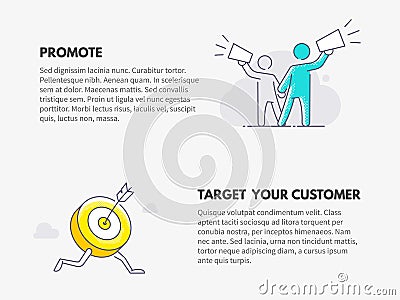 Promote and Target your customer. Marketing business concept. Vector Illustration