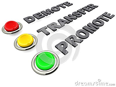 Promote transfer demote Stock Photo