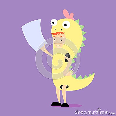 Promoter in dinosaur costume. flat cartoon illustration Vector Illustration