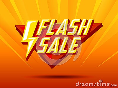 Promotion banner design, discount deal offer, marketing sales illustration with text Flash Sale Vector Illustration