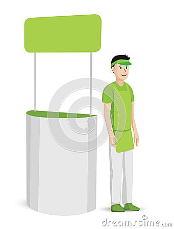 Promotion counter with promoter Vector Illustration