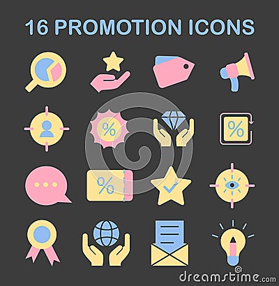 Promotion icons set. Flat vector illustration Cartoon Illustration