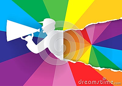Promotion man with color swatch. Vector Illustration