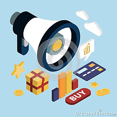 Promotion Online Marketing Flat 3d Web Isometric Stock Photo