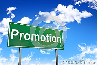 Promotion road sign Stock Photo