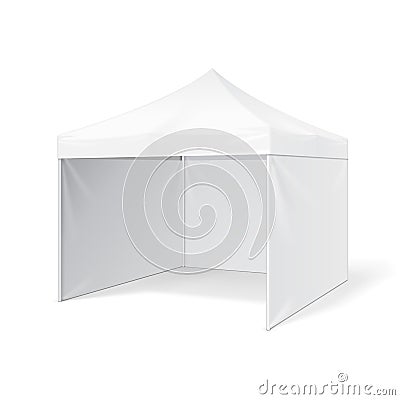 Promotional Advertising Outdoor Event Trade Show Pop-Up Tent Mobile Advertising Marquee. Mock Up, Template. Vector Illustration