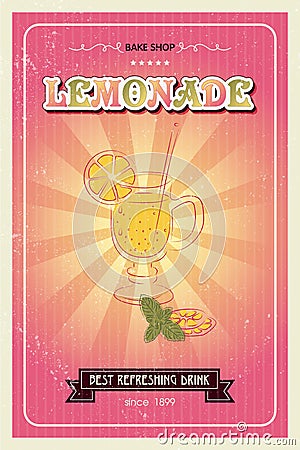 Promotional Retro Lemonade Poster Design Vector Illustration