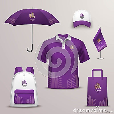 Promotional Souvenirs Design Icons For Corporate Vector Illustration