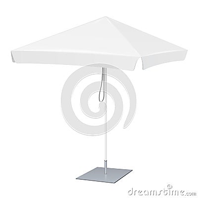 Promotional Square Advertising Outdoor Garden White Umbrella Parasol. Mock Up, Template. Illustration Isolated. Vector Illustration