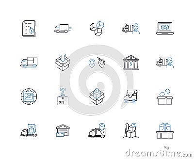 Prompt transfer line icons collection. Efficient, Swift, Rapid, Instantaneous, Seamless, Timely, Quick vector and linear Vector Illustration