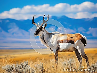 Pronghorn Sentry Cartoon Illustration