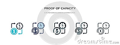 Proof of capacity icon in different style vector illustration. two colored and black proof of capacity vector icons designed in Vector Illustration