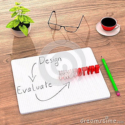 Proof of concept from design sketching to real prototype Cartoon Illustration