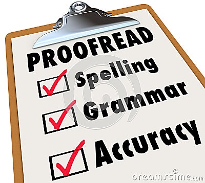 Proofread Clipboard Checklist Spelling Grammar Accuracy Stock Photo