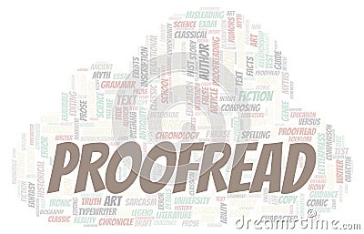 Proofread typography word cloud create with the text only Stock Photo