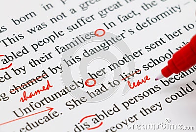 Proofreading english document Stock Photo