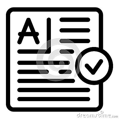Proofreading document showing approved content with check mark icon Vector Illustration
